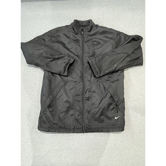 Vintage Nike Jacket Men's Size Med Black Zip Gray Tag Y2K Swoosh 90s - Picture 1 of 8